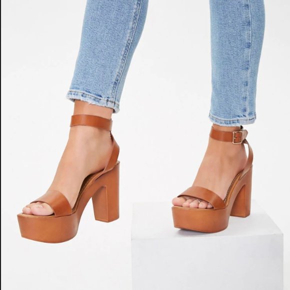 Faux Leather Open-Toe Heels - Picture 1 of 4